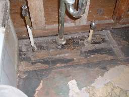 Original floor under vanity