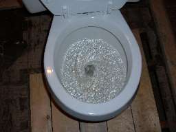 The cleaned up toilet flushes once again