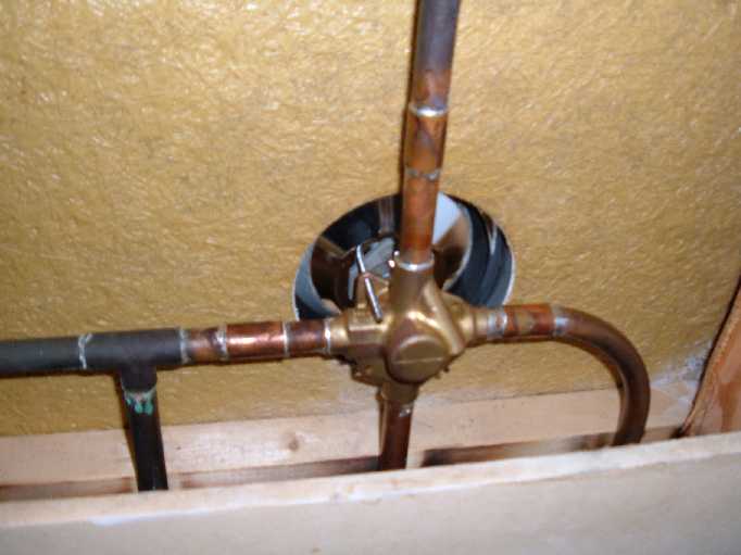 New shower valve plumbing