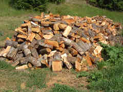 Firewood split and seasoning